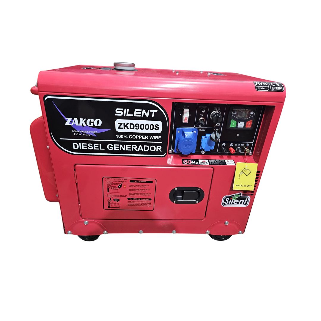 גנרטור דיזל מושתק חד פאזי בהספק 6500W מדגם ZK9000 מבית ZAKCO